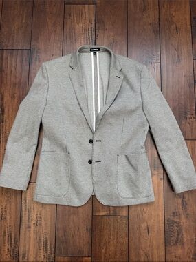 Express Men's Light Gray Textured Two-Button Blazer